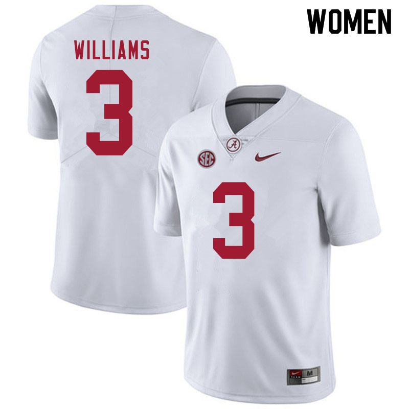 Alabama Crimson Tide Women's Xavier Williams #3 White NCAA Nike Authentic Stitched 2020 College Football Jersey FS16Q74SI